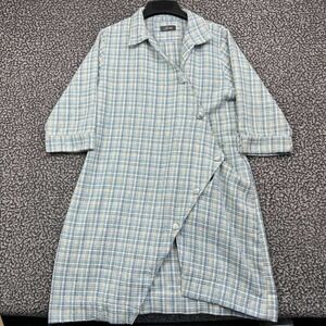 Forme Dress Women Medium Blue Plaid Tweed Asymmetrical Button Front Collared